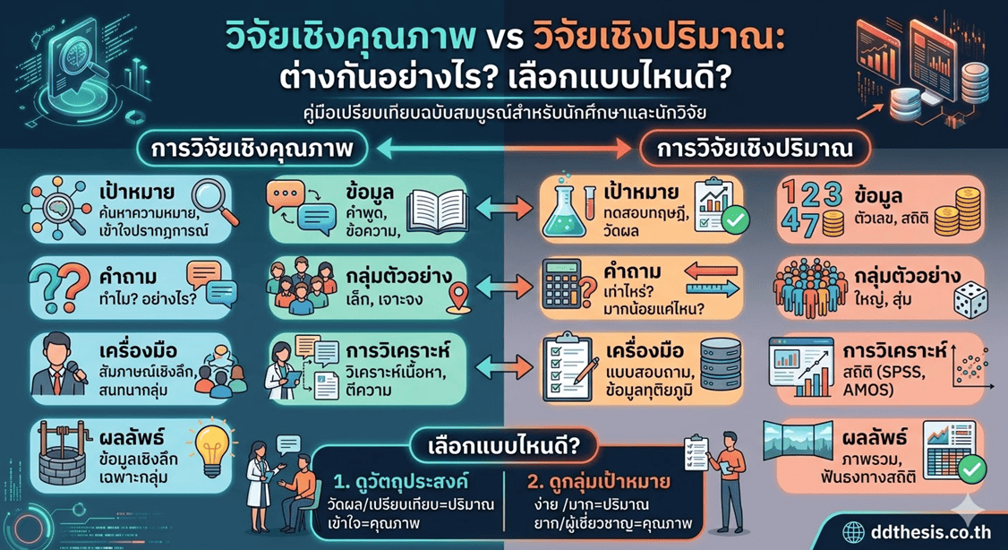วิจัยเชิงคุณภาพ vs วิจัยเชิงปริมาณ ต่างกันอย่างไร? เลือกแบบไหนดี