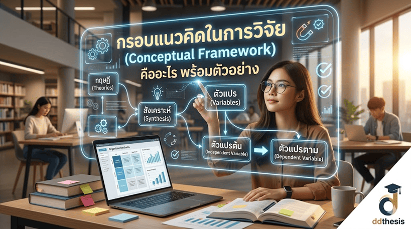 กรอบแนวคิดในการวิจัย (Conceptual Framework) คืออะไร? สรุปวิธีสร้าง + ตัวอย่าง